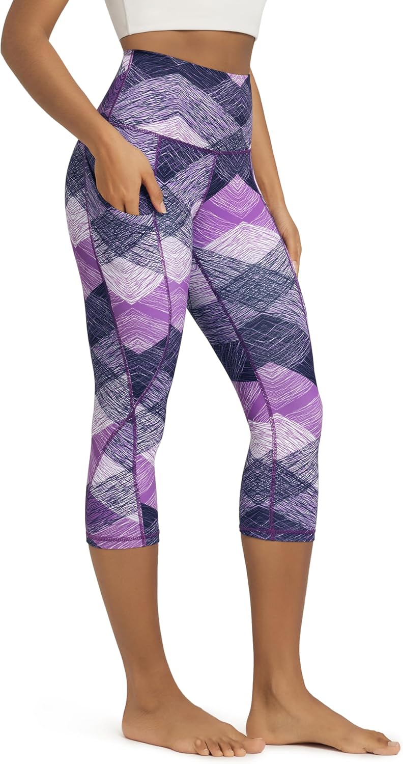 Women's High Waisted Yoga Capris with Pockets, Tummy Control Non See Through Workout Athletic Running Capri Leggings