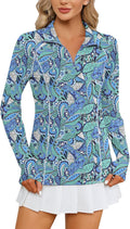 Women Long Sleeve Shirts Sun Protection 1/4 Zip Summer Quick Dry Hiking Shirts Quarter Zip Pullover for Women