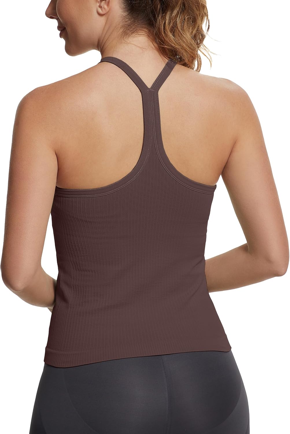 Seamless Workout Tank Tops with Built in Bra，Racerback Athletic Tank Tops Ribbed Soft Yoga Shirts XS-XL