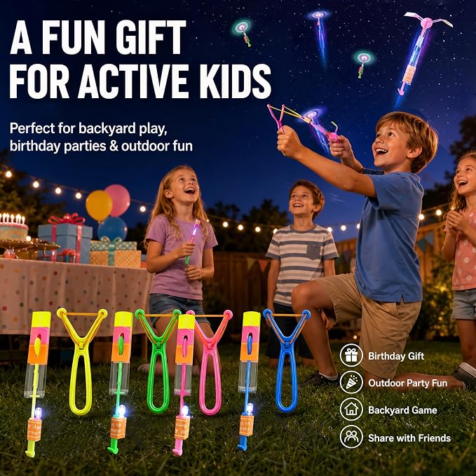 Rocket Slingshot Flying Toys with Led Lights