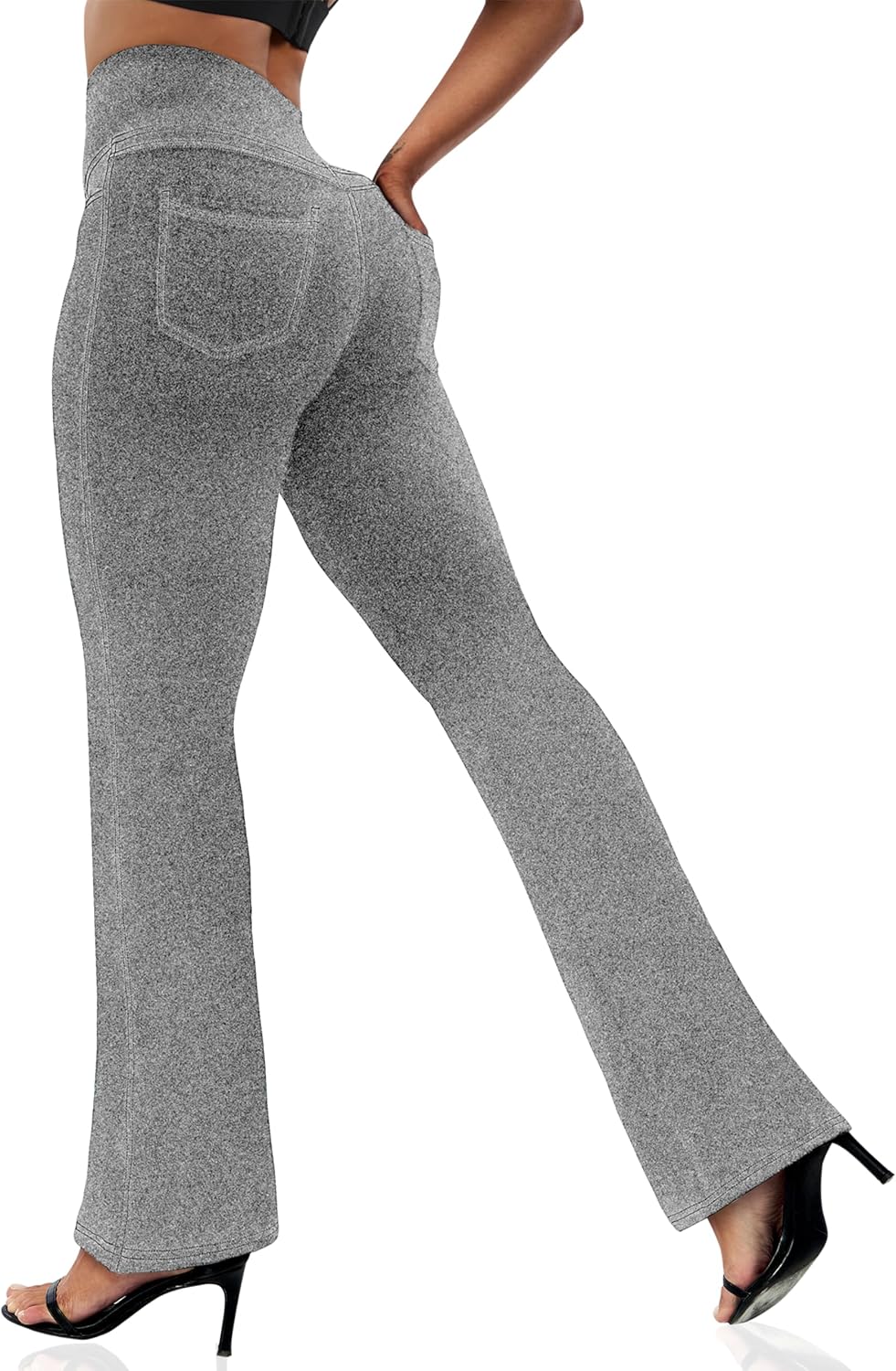 Women's Leggings - Bootleg Yoga Pants Flare with 4 Pockets,Tummy Control High Waisted Casual Dress Pants