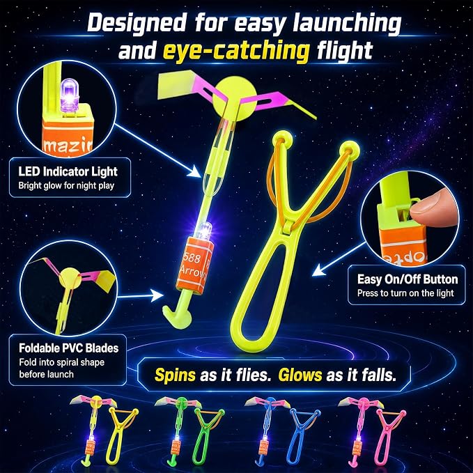 Rocket Slingshot Flying Toys with Led Lights