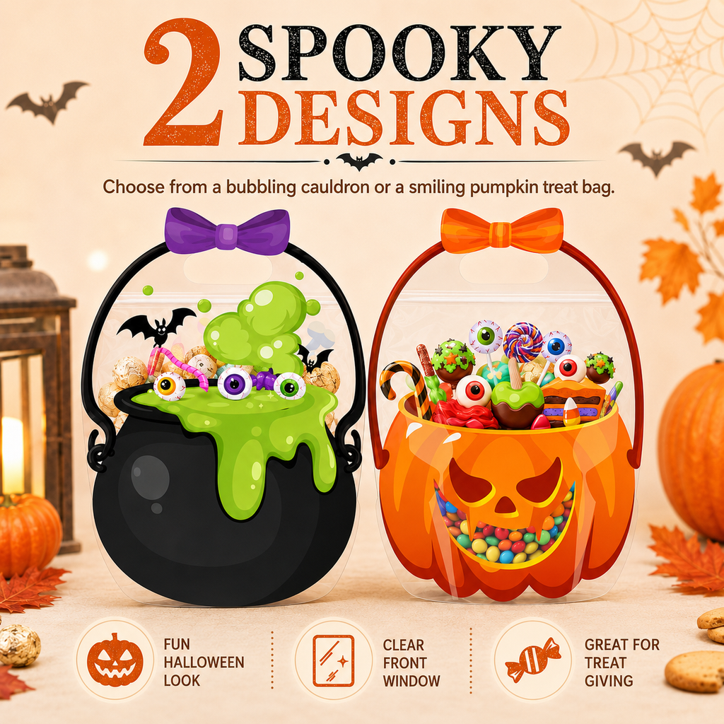 🎃50 Pcs Halloween Goodie Bags Plastic Candy Bag