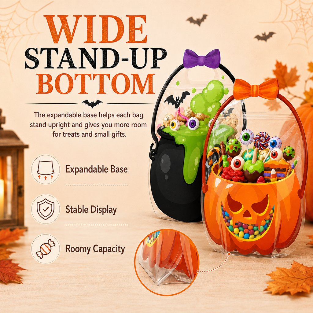 🎃50 Pcs Halloween Goodie Bags Plastic Candy Bag