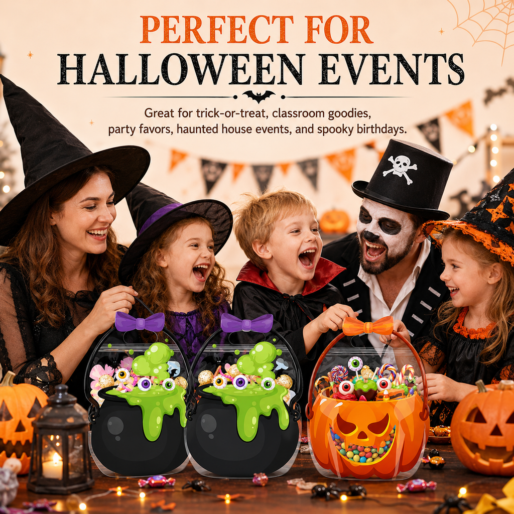 🎃50 Pcs Halloween Goodie Bags Plastic Candy Bag