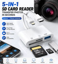 🔌 5-in-1 SD Card Reader for iPhone & USB-C – Fast Photo & Video Transfer Adapter