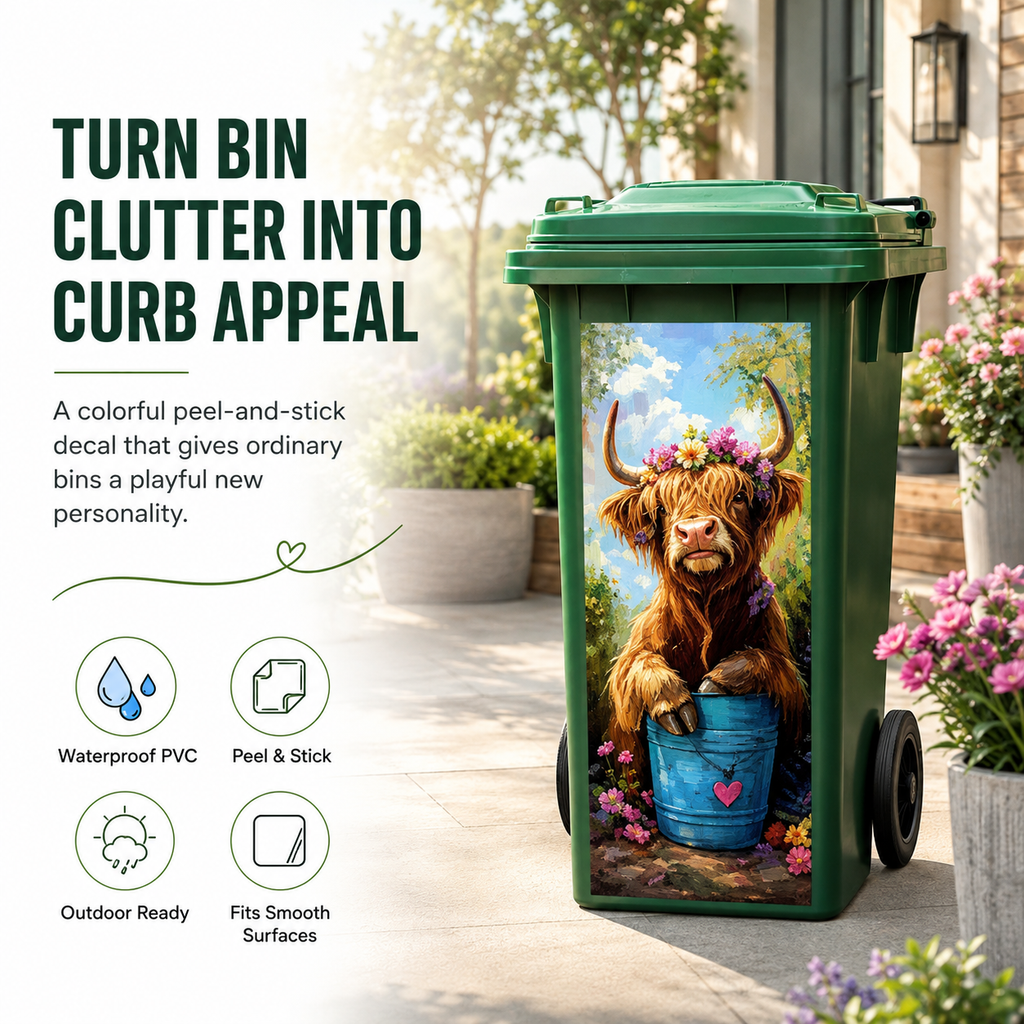 🗑️Creative Trash Can Sticker with Colourful Cartoon