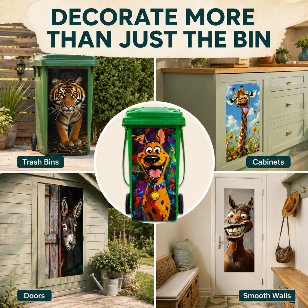 🗑️Creative Trash Can Sticker with Colourful Cartoon