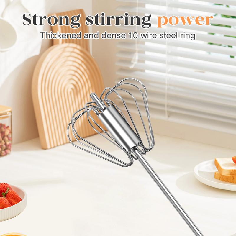 🥄 Food-Grade Stainless Steel Semi-Automatic Rotary Whisk | for Whisking, Blending & Stirring