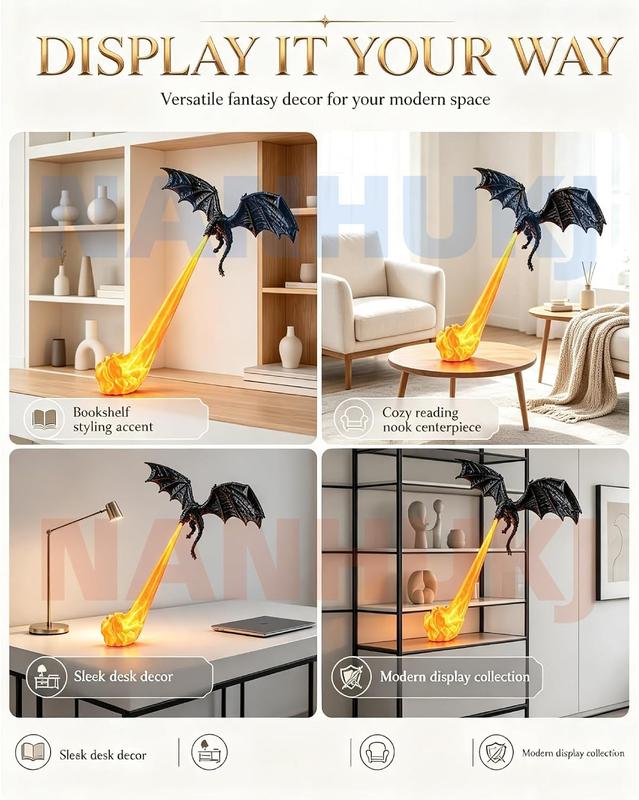🐉3D Dragon Flame Book Nook With LED Light For Fantasy Lovers🔥