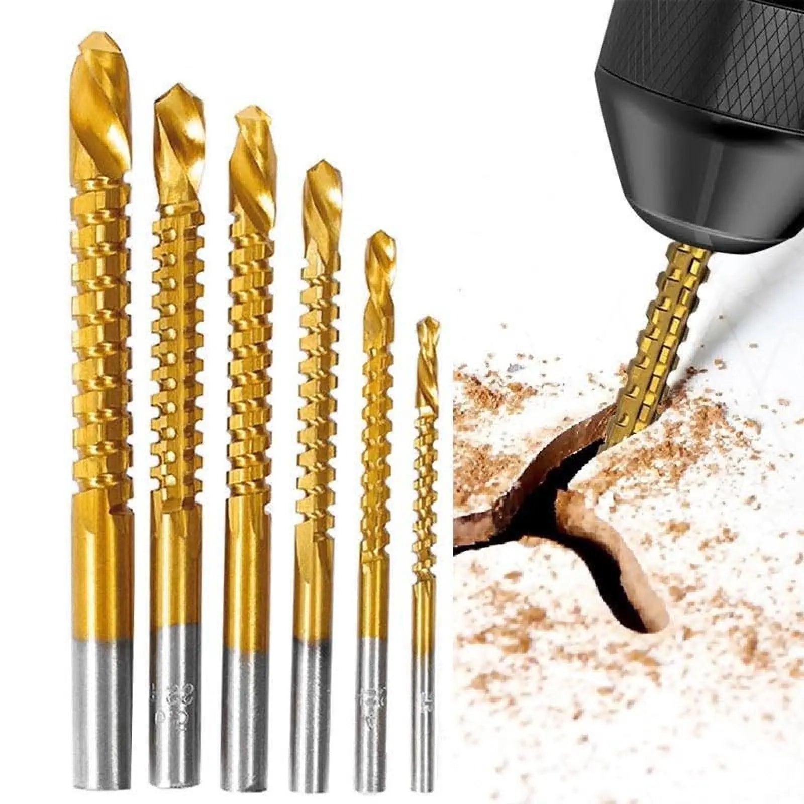 6-Piece All-in-One Drill & Cutting Bit Set – Drill, Widen & Shape With Ease