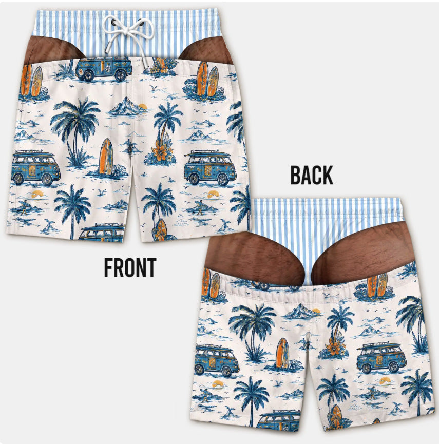 Custom Funny Patriotic Men Swim Trunks - Personalized Birthday Gifts For Husband, Son, Grandson, Brother, Grandpa, Dad, Yourself - Warning Wide Load