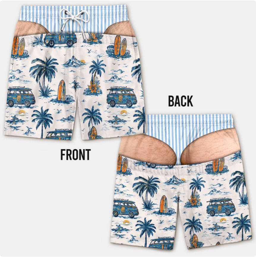 Custom Funny Patriotic Men Swim Trunks - Personalized Birthday Gifts For Husband, Son, Grandson, Brother, Grandpa, Dad, Yourself - Warning Wide Load