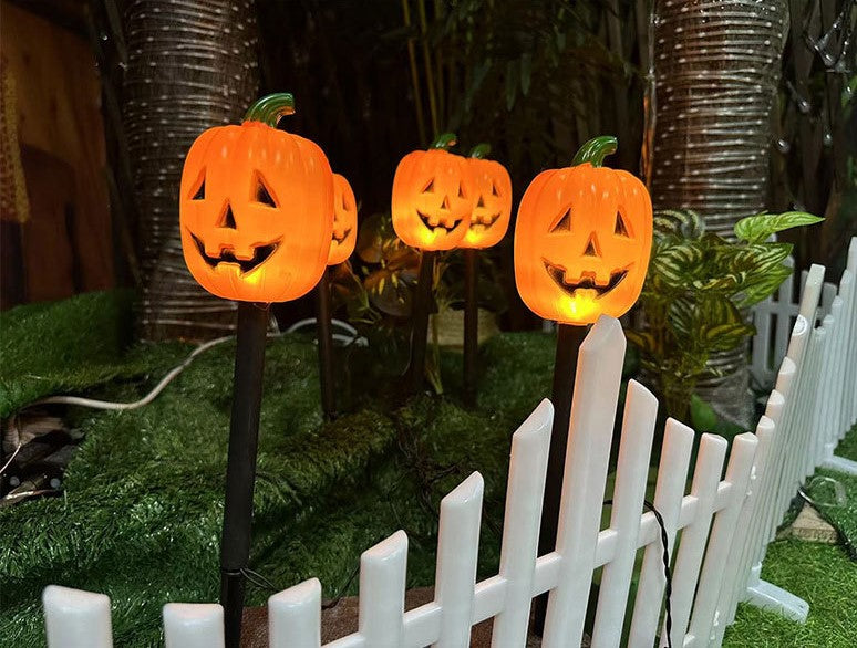 2026 New 5-in-1 Solar Halloween Pumpkin Pathway Lights, Waterproof Outdoor Jack-O’-Lantern Stake Lights for Yard, Lawn and Garden Decor