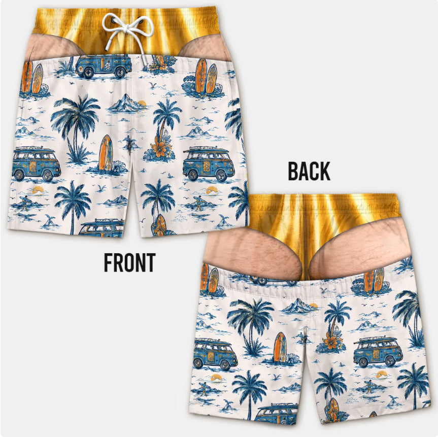 Custom Funny Patriotic Men Swim Trunks - Personalized Birthday Gifts For Husband, Son, Grandson, Brother, Grandpa, Dad, Yourself - Warning Wide Load
