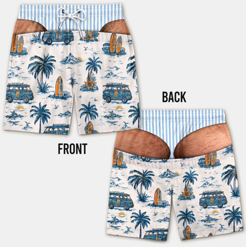 Custom Funny Patriotic Men Swim Trunks - Personalized Birthday Gifts For Husband, Son, Grandson, Brother, Grandpa, Dad, Yourself - Warning Wide Load