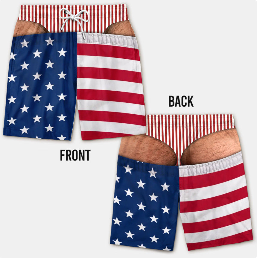 Custom Funny Patriotic Men Swim Trunks - Personalized Birthday Gifts For Husband, Son, Grandson, Brother, Grandpa, Dad, Yourself - Warning Wide Load