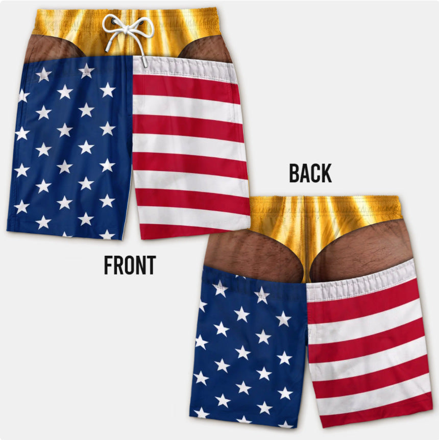 Custom Funny Patriotic Men Swim Trunks - Personalized Birthday Gifts For Husband, Son, Grandson, Brother, Grandpa, Dad, Yourself - Warning Wide Load