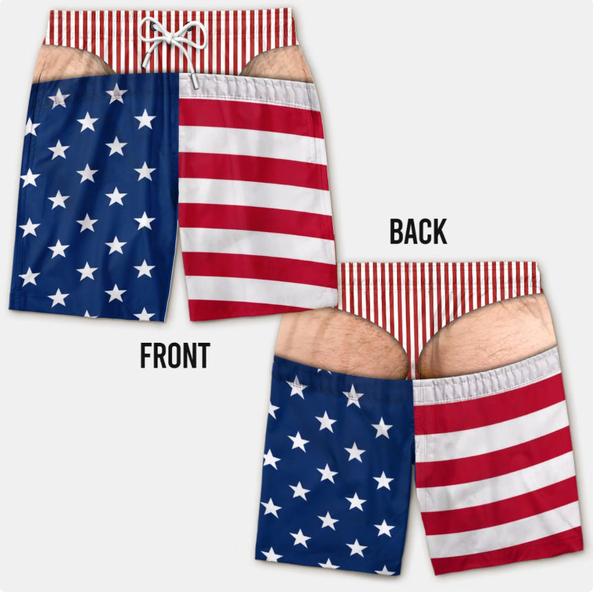 Custom Funny Patriotic Men Swim Trunks - Personalized Birthday Gifts For Husband, Son, Grandson, Brother, Grandpa, Dad, Yourself - Warning Wide Load