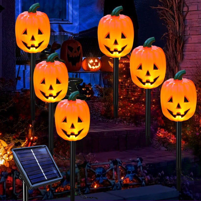2026 New 5-in-1 Solar Halloween Pumpkin Pathway Lights, Waterproof Outdoor Jack-O’-Lantern Stake Lights for Yard, Lawn and Garden Decor