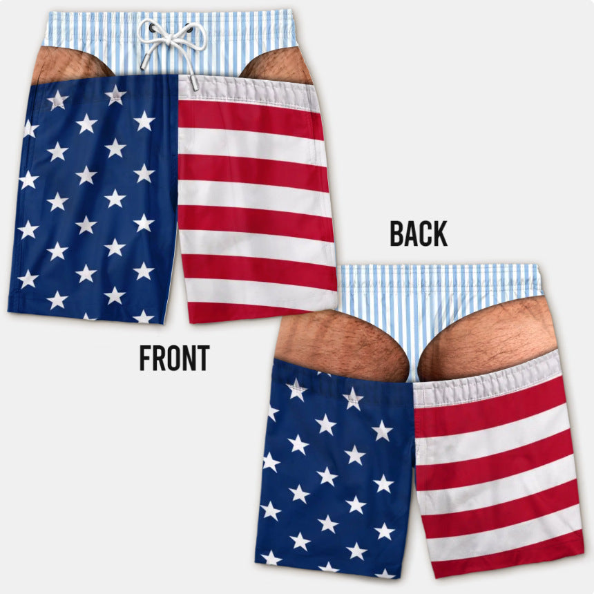 Custom Funny Patriotic Men Swim Trunks - Personalized Birthday Gifts For Husband, Son, Grandson, Brother, Grandpa, Dad, Yourself - Warning Wide Load