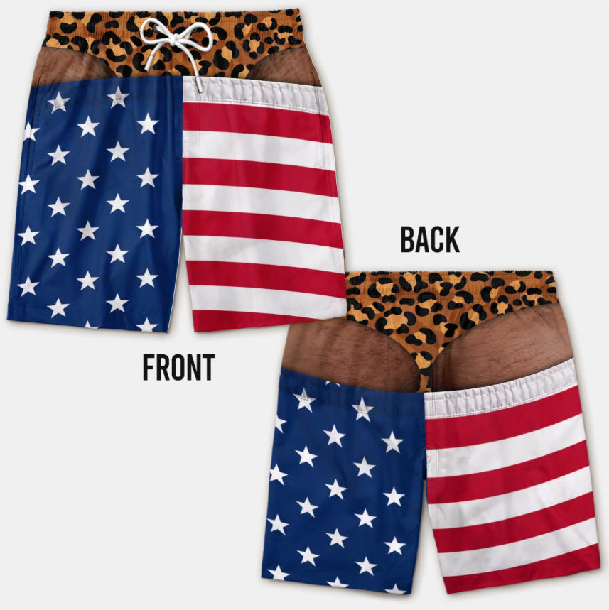 Custom Funny Patriotic Men Swim Trunks - Personalized Birthday Gifts For Husband, Son, Grandson, Brother, Grandpa, Dad, Yourself - Warning Wide Load