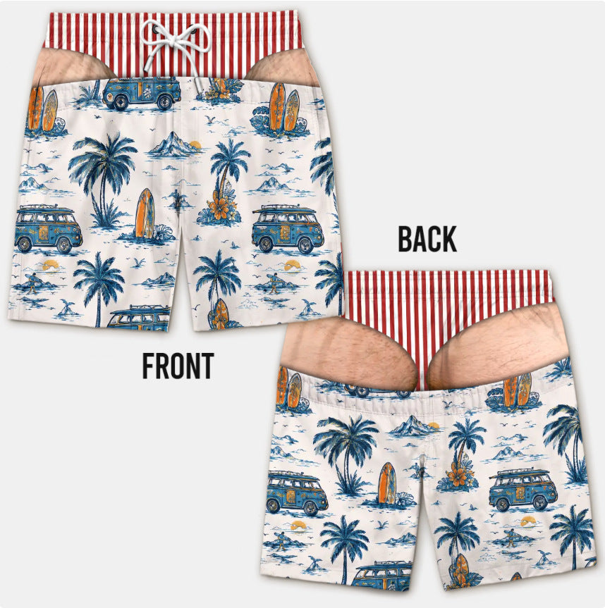 Custom Funny Patriotic Men Swim Trunks - Personalized Birthday Gifts For Husband, Son, Grandson, Brother, Grandpa, Dad, Yourself - Warning Wide Load