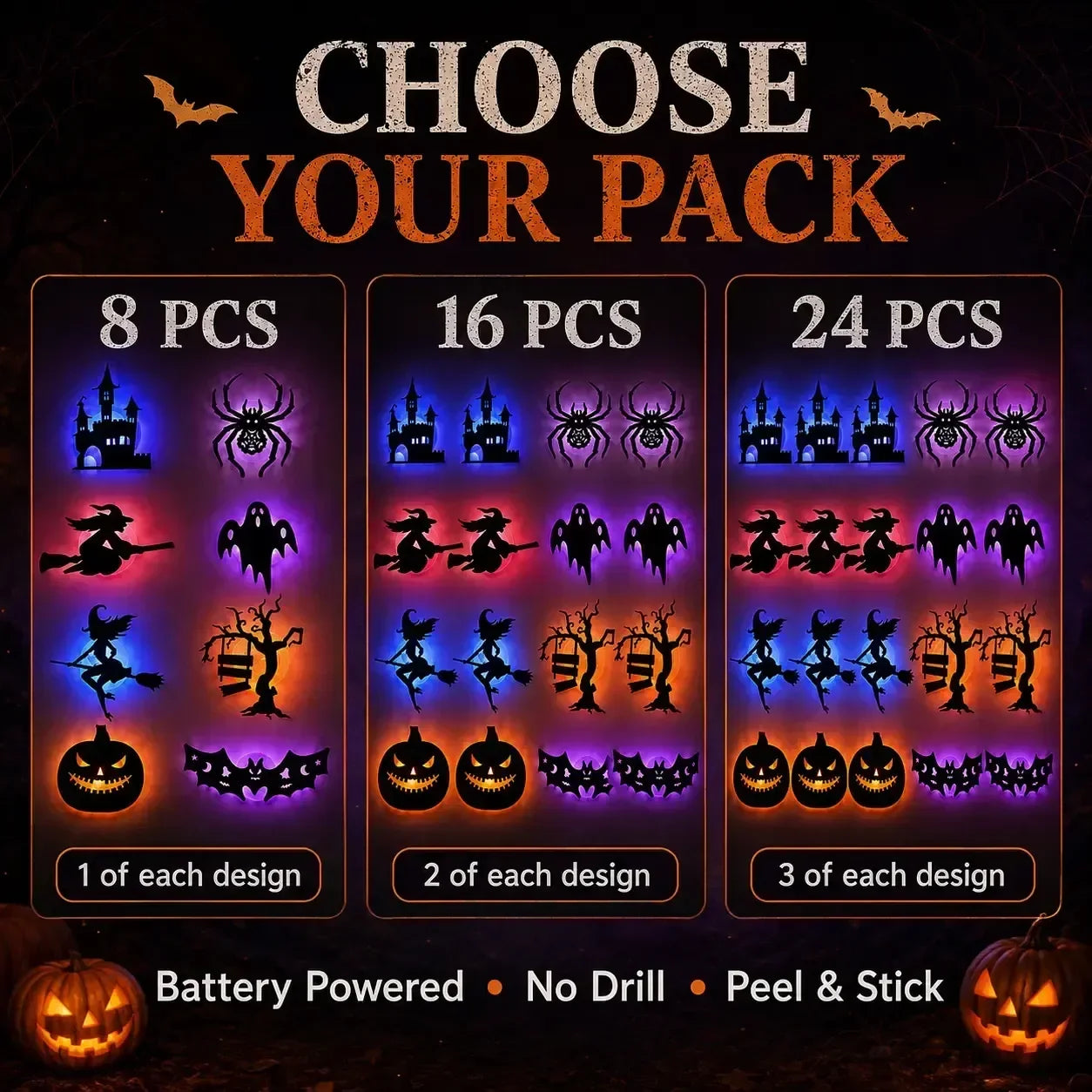 Halloween LED Silhouette Wall Light Stickers
