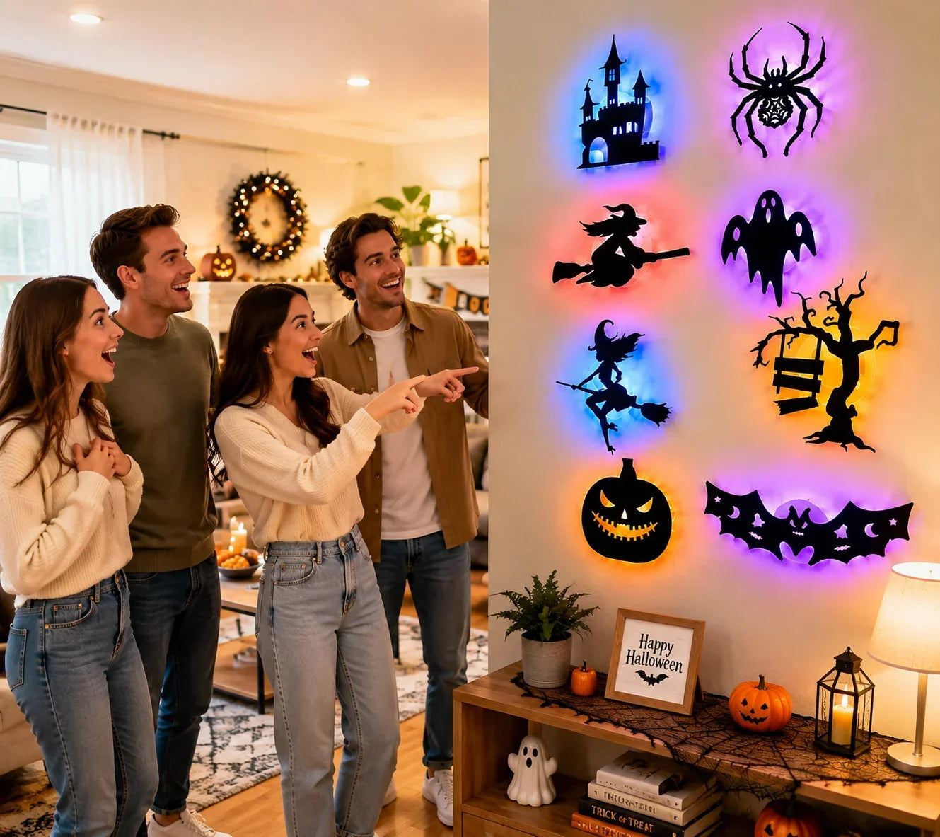 Halloween LED Silhouette Wall Light Stickers